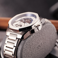 OBLVLO Montre habillée pour homme Montre mécanique étanche lumineuse automatique avec bracelet en acier inoxydable Fashion Lover CAM-LOVER
