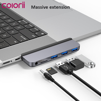 Colorii DC8 Pembaca Kartu SD Mikro, Jack Earphone 3.5Mm dengan Mikrofon HUB Tipe C untuk Macbook Pro 2021 M1 Pro Max