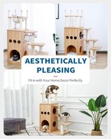 Boîtier de litière avec arbre à chat Maison de chat en bois Meuble de litière pour chat caché avec griffoir