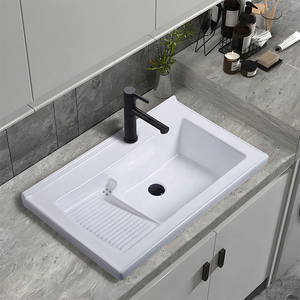 Above Counter <b>Mounted</b> Wash Clothes Basin Bathroom Ceramic Lavatory White Laundry Sinks 13010PW Wash Clothes Basin 13010PW 13010P - Product Image 1