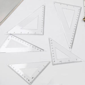 Juego de 4 Piezas de Herramientas de Geometría Matemática, Transportador, Regla Triangular de Plástico Transparente - Product Image 2