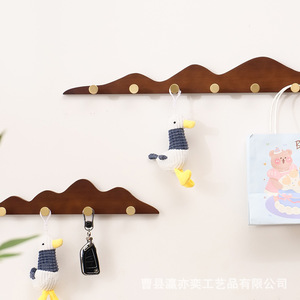Ying Yiyi Solid <b>Wood</b> Wall <b>Hooks</b> Brass Minimalist Design Self Adhesive Mount For Entryway Wardrobe <b>Coat</b> Rack - Product Image 2
