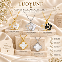 LUOYUNE – collier trèfle plaqué or 18 carats pour femmes, nacre naturelle, zircon exquis, pendentif fleur porte-bonheur, bijoux