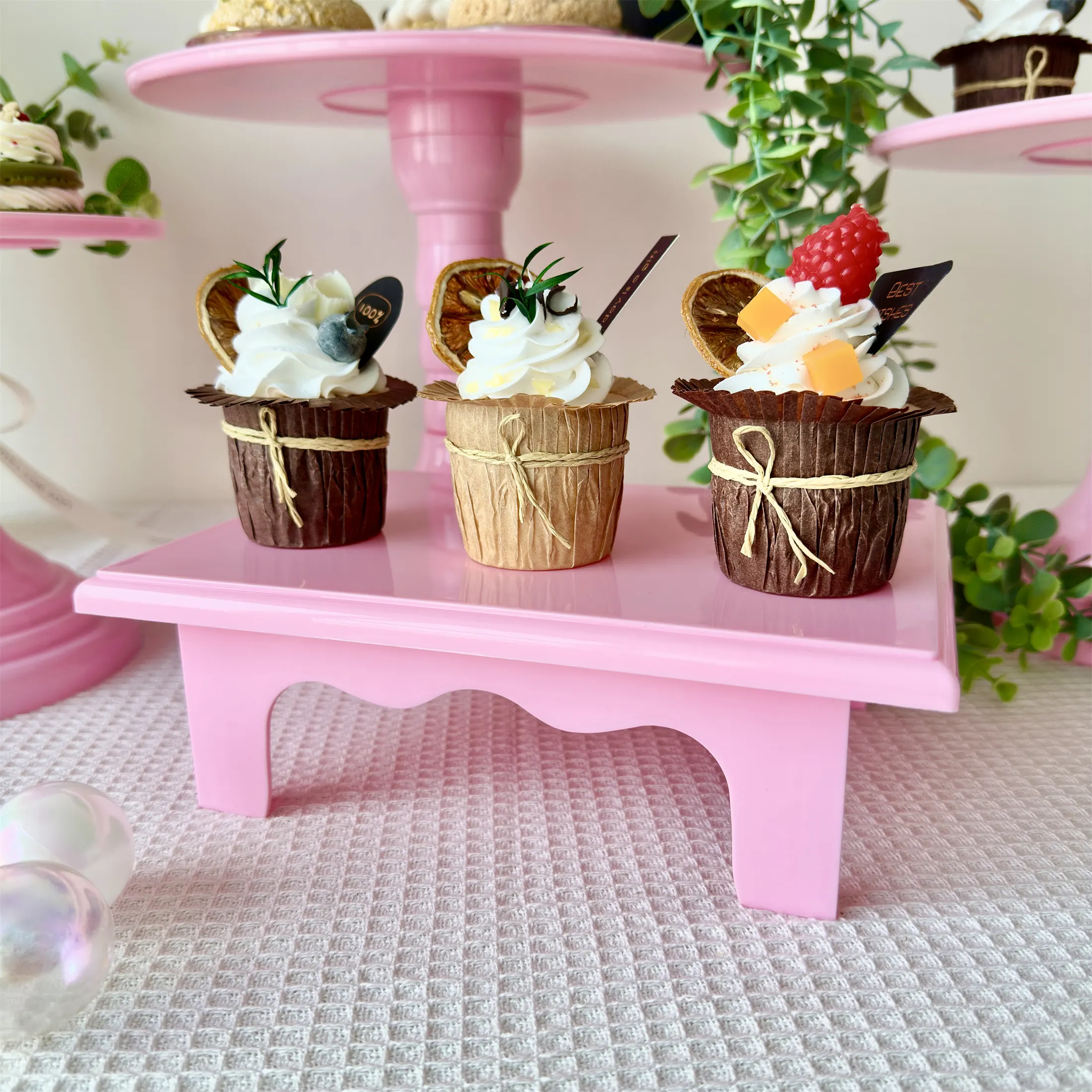 Cupcake Wholesale Colorful Wedding Cupcake Cardboard Stand Party Tableware Food Display Tray Cake Stand