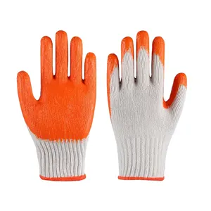 ถุงมือยางสำหรับทำงานถุงมือเพื่อความปลอดภัยถุงมือทำงานผ้าฝ้าย/โพลีเอสเตอร์เกรดประหยัด