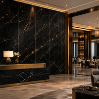 Panneau mural en marbre UV WYRAX 1220x2440mm 3.0mm Marbre noir doré Luxe Haute brillance Imperméable Protection contre les éclaboussures de cuisine