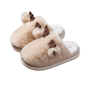 Vente directe en gros PVC semelle antidérapante pantoufles en fourrure doublure en peluche cerf coton pantoufles avec style chaud en gros - Product Image 6