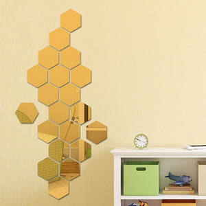 Stickers muraux feuille décor Non-verre vinyle carré acrylique voiture Anti-buée hexagone Pvc fleur 3d fond <span class=keywords><strong>miroir</strong></span> autocollant - Product Image 5