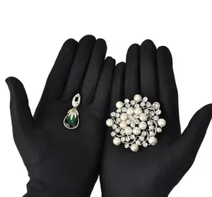 custom logo microfiber display jewelry gloves black white for watch camera