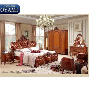 Новый дизайн, мебель для спальни из массива дерева, королевская классическая мебель