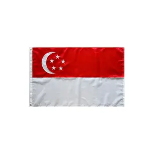 Grosir bendera nasional Singapura dicetak 100% poliester bendera Singapura