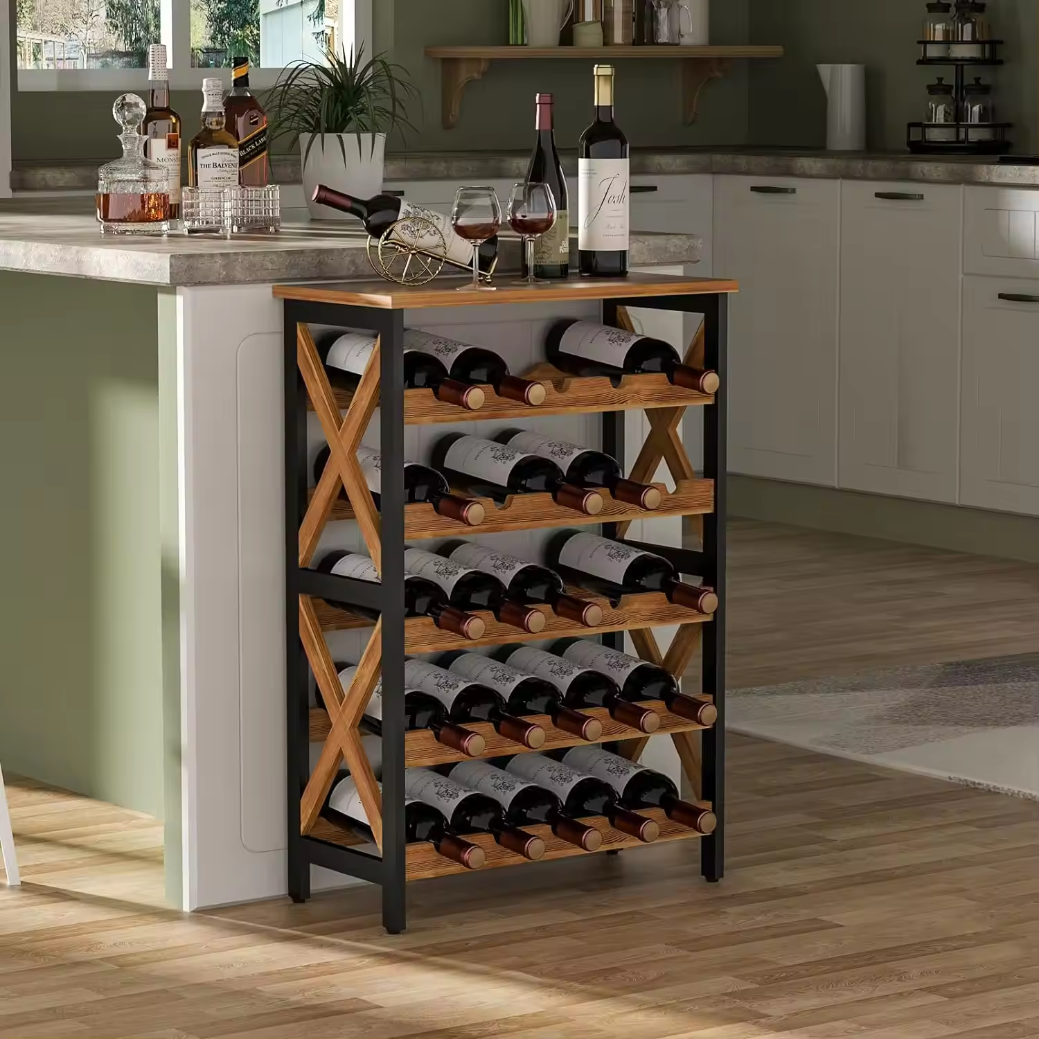 Modular Wooden Wine Racks Bamboo Wood Wine Bottles Rack, Wine