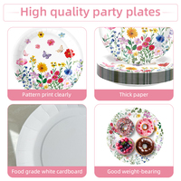 Service de table à motif floral aquarelle printanier, idéal pour les mariages printaniers, les goûters et les réceptions nuptiales