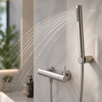 Ensemble de douche complet en acier inoxydable 316 sans plomb pour marina commerciale, système de bain mural apparent brossé avec robinets de bidet