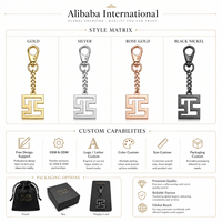 Porte-clés en métal de forme géométrique artistique en gros avec fermoir mousqueton et chaîne pour sacs de luxe, logo métallique personnalisé