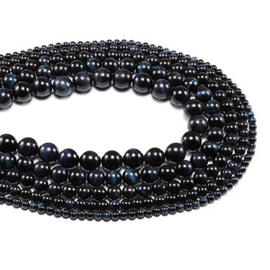 Cuentas redondas de ojo de tigre azul negro natural para la fabricación de joyas, cuentas de cristal sueltas al por mayor, cuentas dispersas ST0241 - Product Image 3