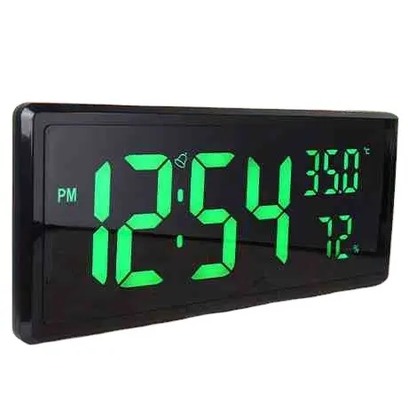 Oversize Large Digital LED Wall Clocks with Indoor Temperature Humidity Display and foldable Stander for wall and desk 8965