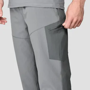 Pantalon de randonnée en tissu léger extensible dans les 4 sens pour hommes OEM Pantalon de jogging pour extérieur avec poches latérales pour hommes