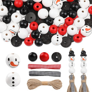 Christmas Wooden Bead Set Snowman Ornaments For Tree Decor Holiday Craft <b>DIY</b> <b>Kit</b> 8-13 Years - Product Image 1