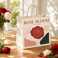 Sac en papier de luxe imprimé sur mesure avec motif rose pour emballage de cadeaux de mariage