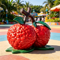 Sculpture en résine de litchi, statue de fruit de litchi avec branche et feuilles, taille et couleur personnalisées, décoration pour la maison, le bureau, le jardin, le parc, le centre commercial