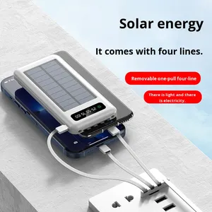 Banque d'alimentation solaire 20000 mAh avec logo personnalisé, recharge solaire pour téléphone, camping en plein air, lithium 2025, mince, pour la maison avec câbles - Product Image 4