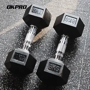 Rubber Dumbbells Factory Custom Wholesale Gym Fitness Equipment Rubber Hex Dumbbell