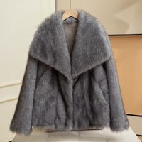 Manteau court en fausse fourrure tendance pour femme, luxueux, élégant, col rabattu, épais, multicolore