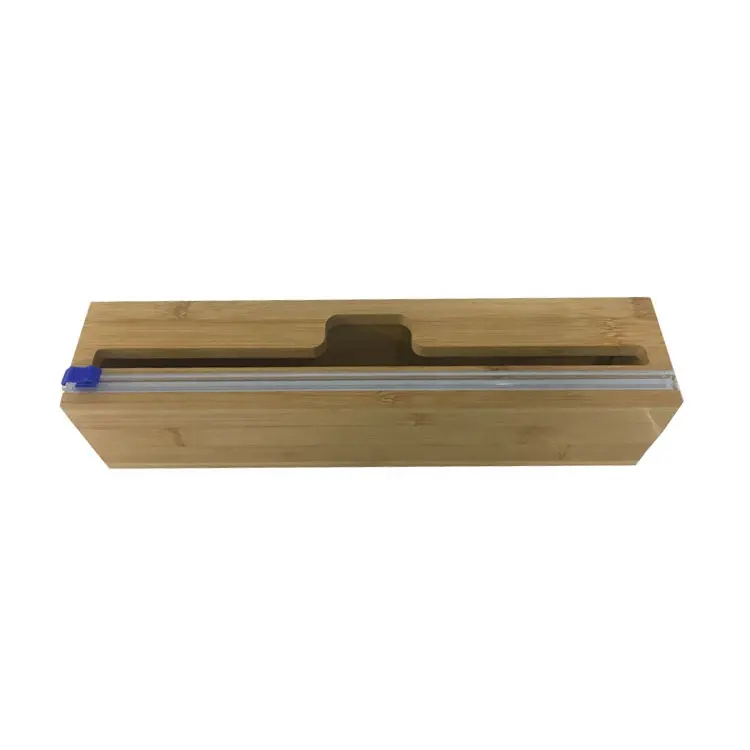Holz bambus wickelsp ender mit Cutter Aluminium folien behälter für die Küche