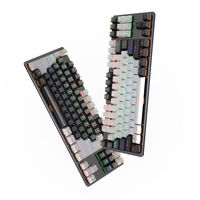 LEAVEN K550 87-Key Blue Axis Mechanical Gaming Keyboard New Design with Hot Swappable DIY Keycaps Black & White