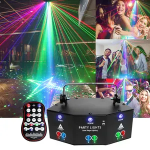 Haz de luces estroboscópicas RGB de 9 ojos, Control DMX, luz láser para DJ, discoteca, escaneo láser, iluminación de escenario para fiesta, club nocturno, Bar, KTV, boda