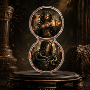 Set di 2 Monete Verticali in Rame da 1oz, Stampa 2D, Medusa Mitologica Greca, Ruina Antica, Serpente, per Collezione d'Arte Fantasy, Regalo - Product Image 5