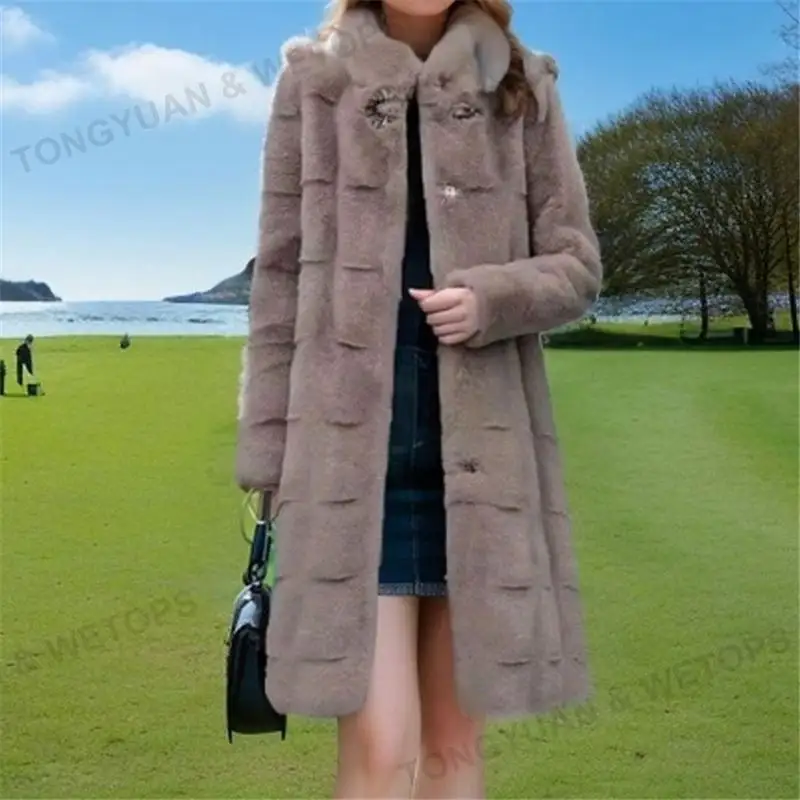 Custom Clothing Manufacturers Plus Size Women's Mink Fur Coat With Zip Big Hood Women Clothing Black Long Faux Fur Jacket