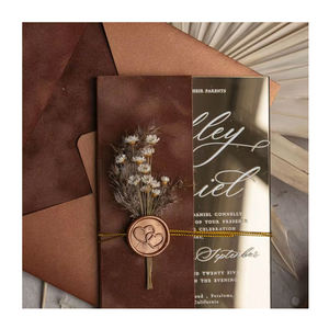 <span class=keywords><strong>Tarjeta</strong></span> de Invitación Acrílica Dorada con Espejo y Acabado Naranja Quemado para Despedida de Soltera, Boda o Fiesta - Product Image 1