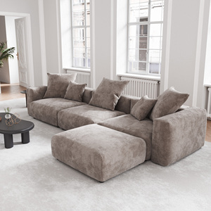 VOXHOME EUA Drop Shipping Sala Móveis Nordic Vacuum Compress Brown 3 lugares Corduroy Modular Secional Sofá <span class=keywords><strong>Set</strong></span> <span class=keywords><strong>Couch</strong></span> - Product Image 6