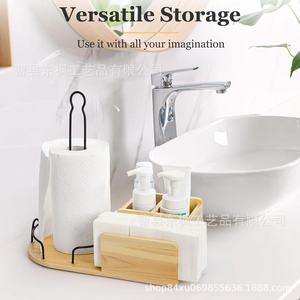 Porte-serviettes en bois avec support à condiments et organiseur de serviettes pour le rangement sur le comptoir de cuisine - Product Image 3