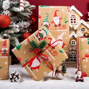 Kraft Christmas <b>Wrapping</b> <b>Paper</b> Roll 17 In X 33 Ft Gnome Pattern Recycled Woodland Design Gift Wrap - Product Image 4