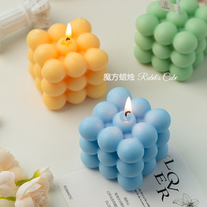 Cire de paraffine entièrement raffinée, faite à la main et coulée à la main, en forme de <span class=keywords><strong>cube</strong></span>, pour une décoration d'intérieur mignonne et atmosphérique, accessoire <span class=keywords><strong>photo</strong></span>, cadeau créatif ou souvenir de fête - Product Image 3