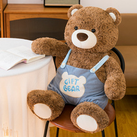 Superweicher Plüsch-Teddybär im Overall in sitzender Pose, Greifpuppe mit PP-Baumwollfüllung, 31cm-50cm, Unisex für Altersgruppe 14+