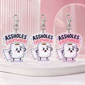 Porte-clés drôle en acrylique « Assholes Everywhere » pour papier toilette, cadeau farfelu en gros - Product Image 4
