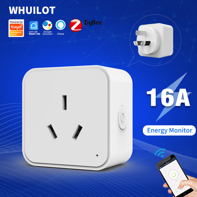 SIXWGH 16A Zigbee AS/NZS 3112 Smart Plug Socket Australia Specification Industrial Use Tuya Smart Life APP Control Plastic IP44