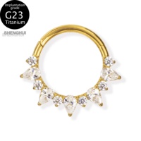 Cincin Hidung Titanium G23 Romantis untuk Pernikahan, Perhiasan Tubuh dengan Zirkon, Anting Tindik Unisex