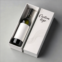 Boîte cadeau personnalisée pour vin blanc avec insert profilé et couvercle imprimé pour bouteille unique, pour acheteurs en gros et commandes en vrac