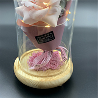 Mini roses multicolores, 1 pièce, fleurs artificielles, pour un cadeau romantique de saint-valentin, vente en gros, sous dôme de verre transparent