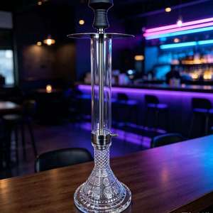 Clear Glass <b>Hookah</b> Stainless Steel Tube Black Silicone Base Stand Portable Water <b>Pipe</b> for Lounge Home Use - Product Image 4
