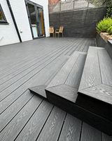 Plancher extérieur en WPC haute résistance résistant aux UV, fabriqué en bois de style européen, teck, érable, plastique