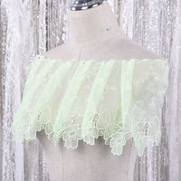 Accessoire de robe de mariée personnalisé : Capelet de mariée en tulle à volants avec bordure en dentelle et broderie florale pour femme