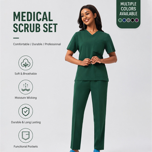 Tenue Médicale Femme 2026 : <span class=keywords><strong>Blouse</strong></span> Chirurgicale à Poches <span class=keywords><strong>et</strong></span> <span class=keywords><strong>Pantalon</strong></span> Droit – Uniforme <span class=keywords><strong>Infirmière</strong></span> Couleur Unie - Product Image 1