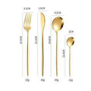 Số lượng lớn Bồ Đào Nha mạ vàng bạc thìa dĩa và dao thép không gỉ Flatware cho đám cưới - Product Image 2
