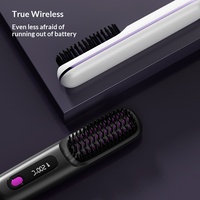 Peigne lissant et bouclant sans fil en céramique avec technologie ionique négative, contrôle intelligent de la température et écran LCD - Conception portable